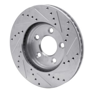 Ford Mustang Brake Rotor (1) - Front Left - R1 Concepts - Drilled & Slotted - Silver - `05-`10